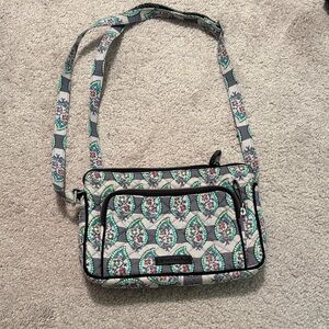 Vera Bradley Teal and Gray Patterned Crossbody Bag
